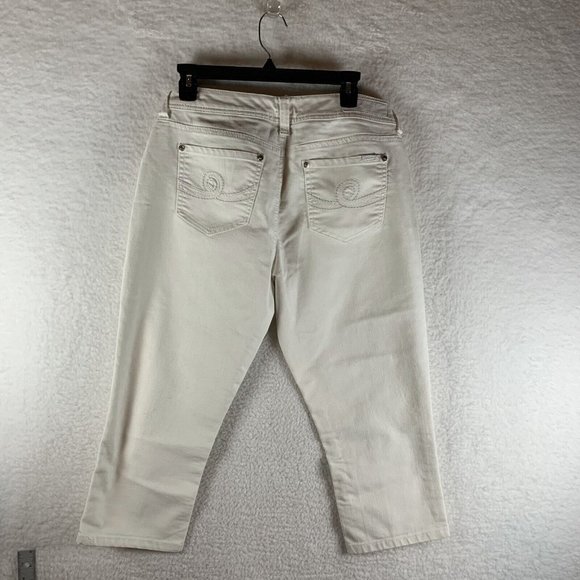 Seven7 Capri Jeans Women's 10 White Stretch 5-Pockets Low-Rise Straight Leg 7913 - Picture 2 of 9